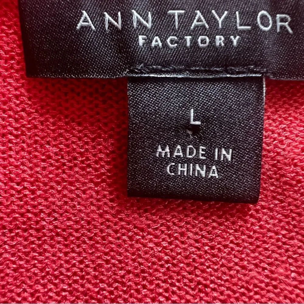 Ann Taylor Coral Cedar Open Front Viscose Knit Lightweight Cardigan Sweater